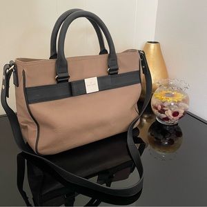 EUC Kate Spade NY - Taupe Leather Bow tie Tote/X-Body